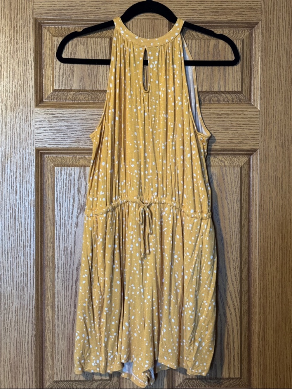 Maurices Mustard Yellow Printed Halter Romper